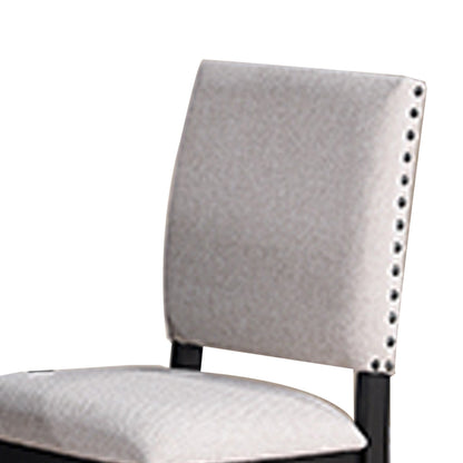 Edward 24 Inch Counter Height Chair Set of 2, Black Wood, White Fabric