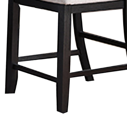 Edward 24 Inch Counter Height Chair Set of 2, Black Wood, White Fabric