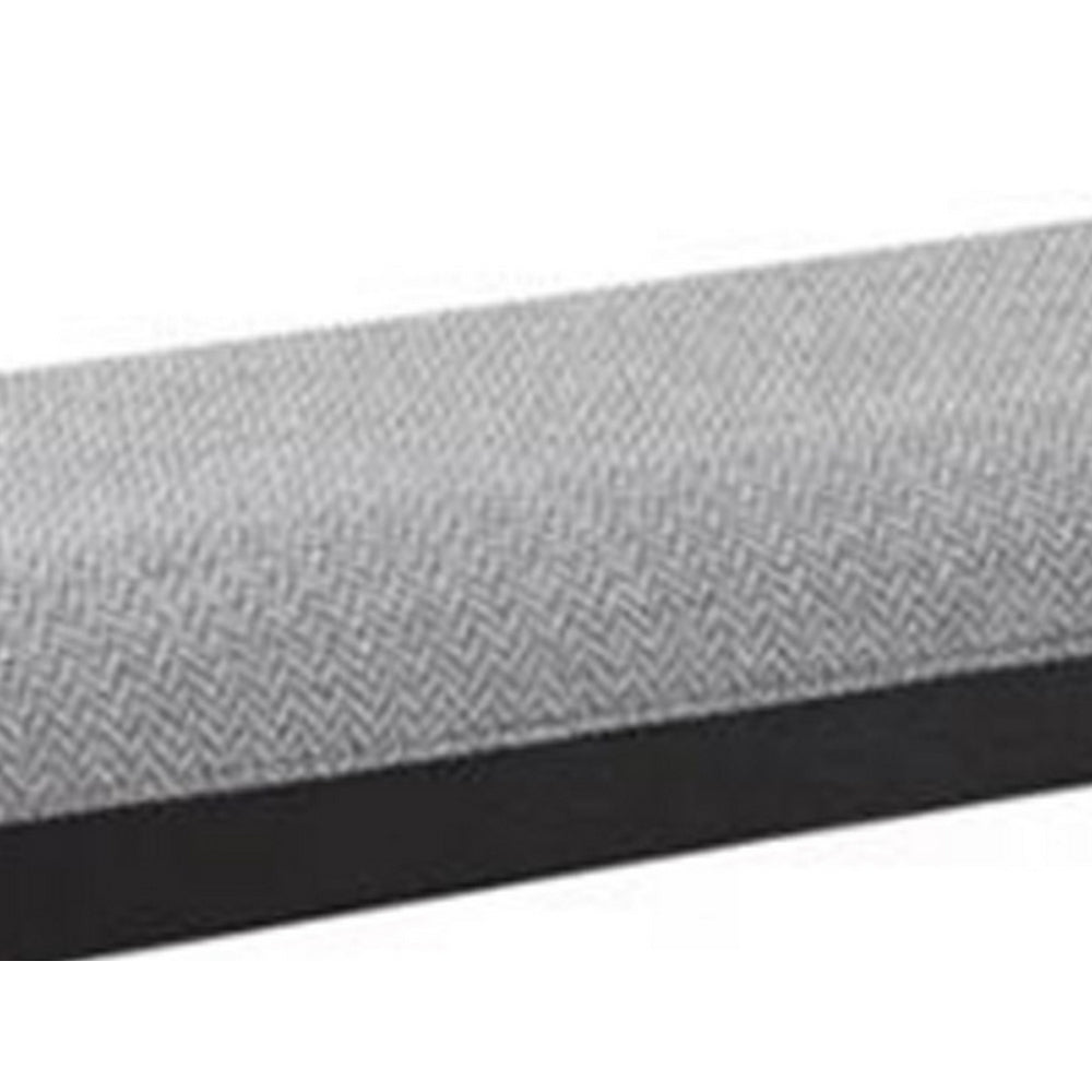 Patricia 48 Inch Counter Height Dining Bench, Black Wood and Gray Fabric