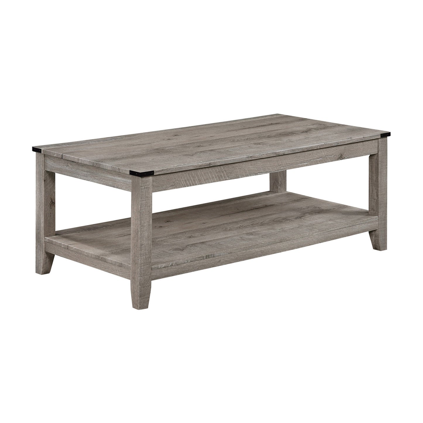 Hilton 3 Piece Coffee and End Table Set, Wood, Storage Shelf, Beige Finish