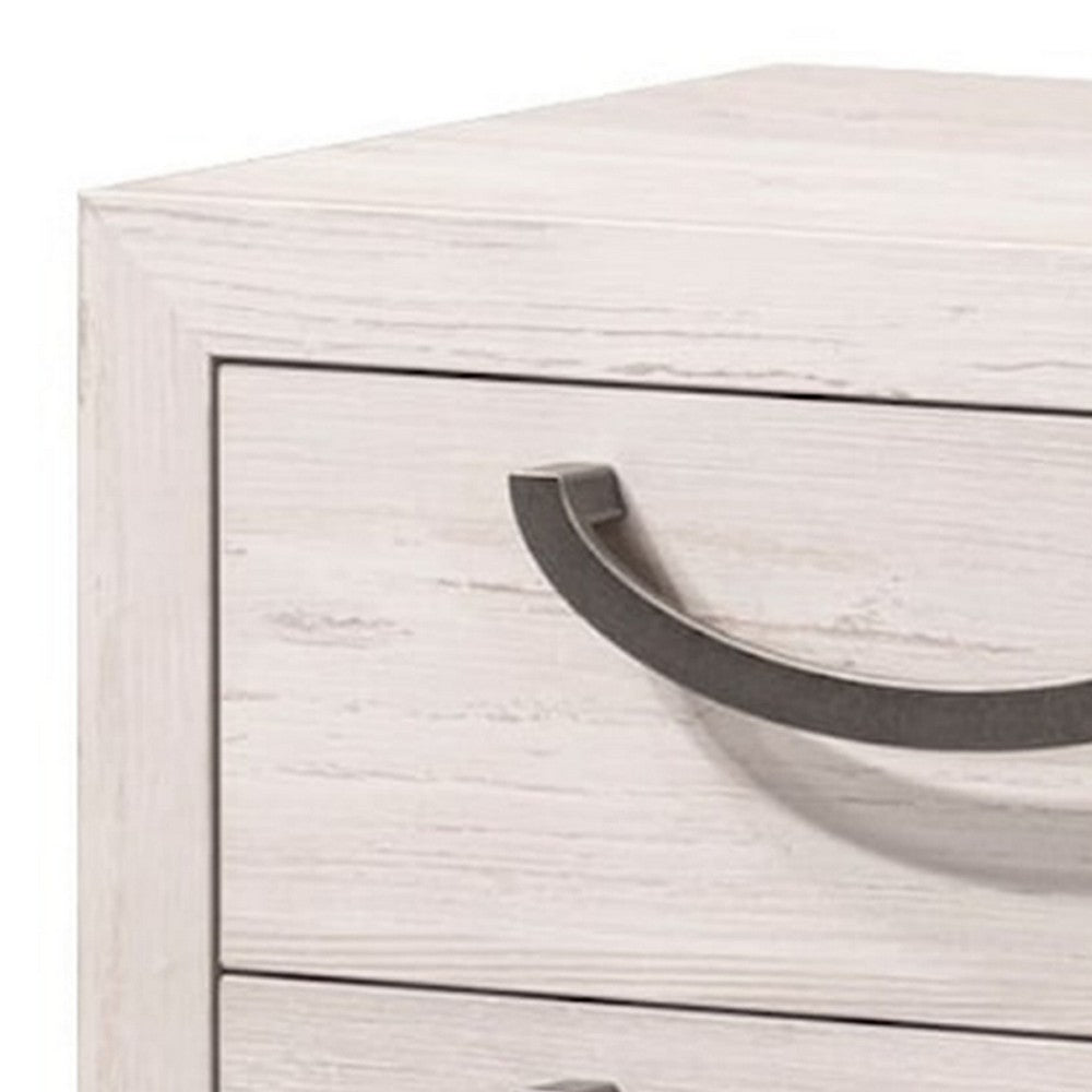Vice 25 Inch Nightstand, Wood Frame, 2 Drawers, Metal Handles, Beige, Brown