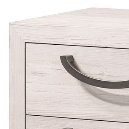 Vice 25 Inch Nightstand, Wood Frame, 2 Drawers, Metal Handles, Beige, Brown