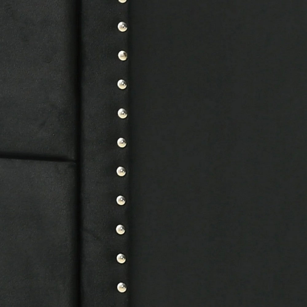 Moha 28 Inch Nightstand, Wood, 2 Drawers, Metal Handles, Black Velvet