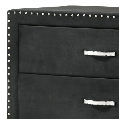 Moha 50 Inch Tall Dresser Chest, 5 Drawers, Metal Handles, Black Velvet