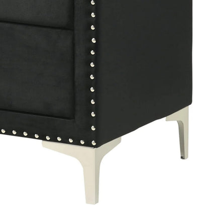 Moha 50 Inch Tall Dresser Chest, 5 Drawers, Metal Handles, Black Velvet