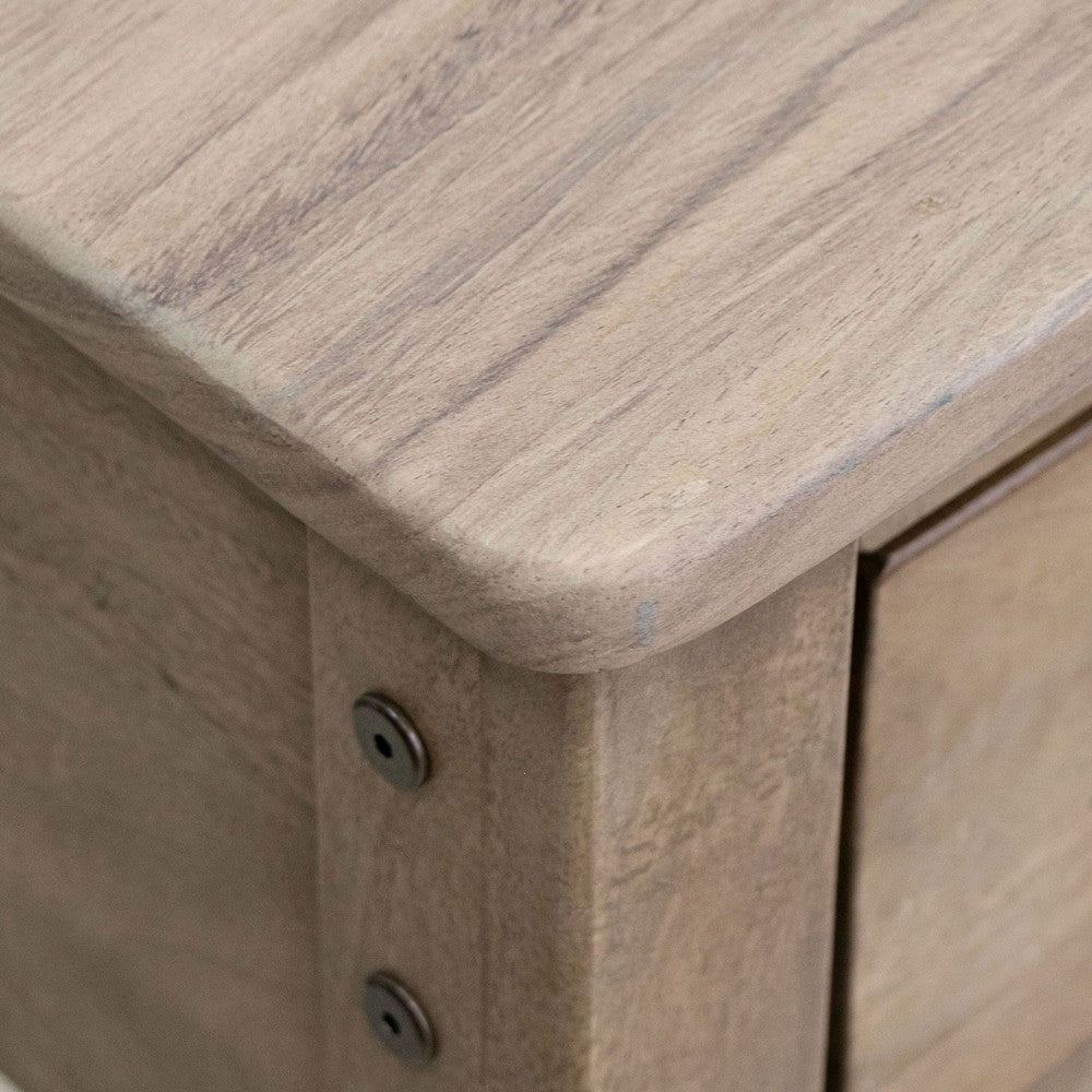 Umey 53 Inch Coffee Table, 2 Drawers, Light Natural Brown Wood Frame
