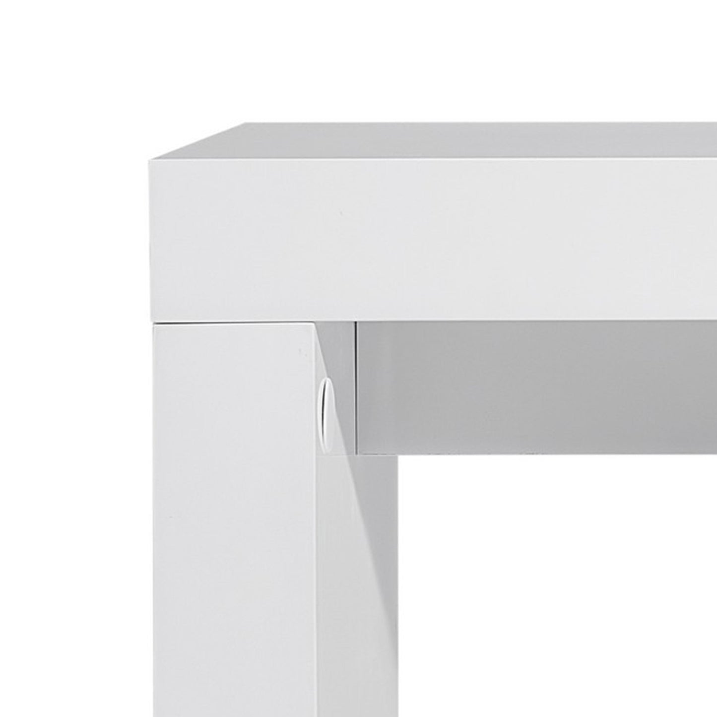 Libi 47 Inch Console Table, Minimalist Rectangular Top, Lacquered White