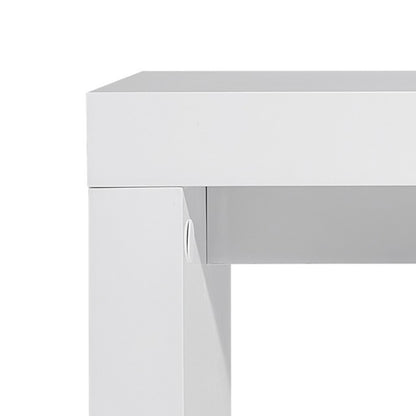 Libi 47 Inch Console Table, Minimalist Rectangular Top, Lacquered White