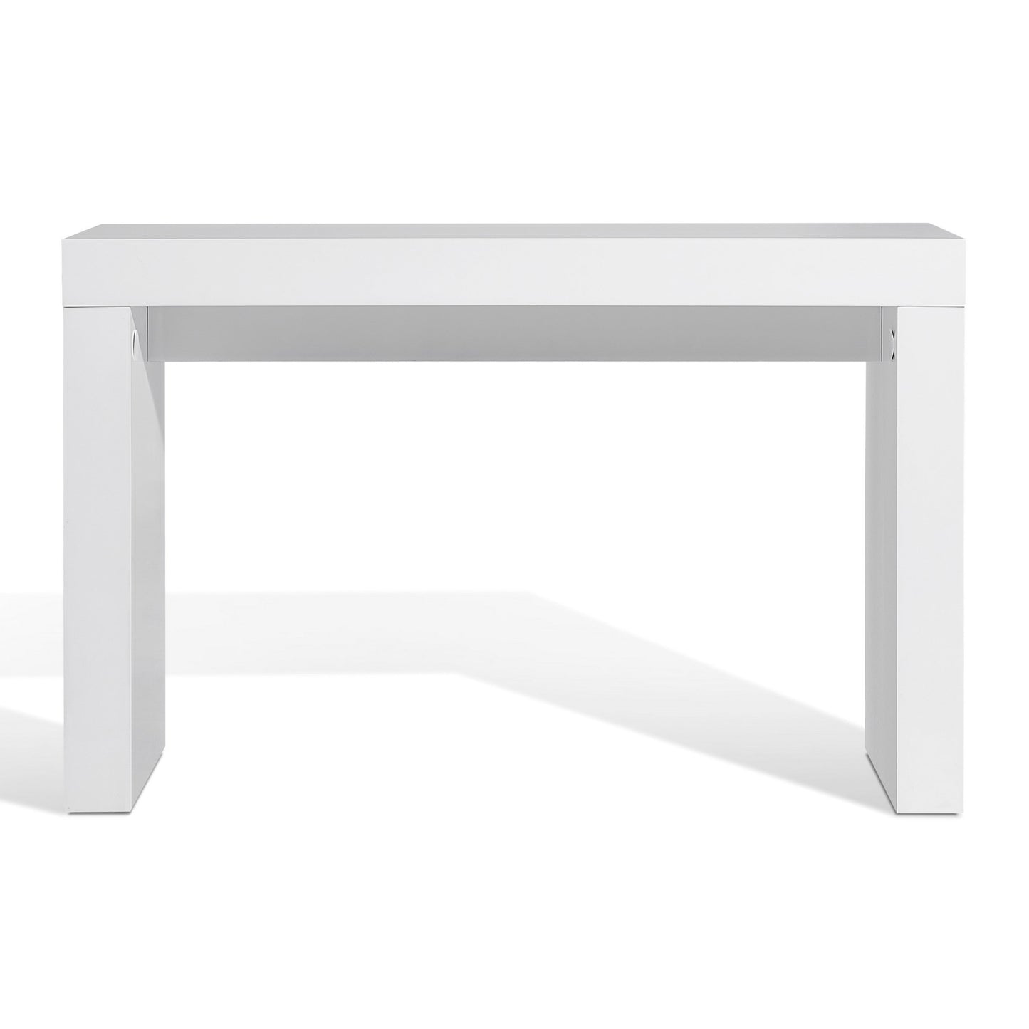 Libi 47 Inch Console Table, Minimalist Rectangular Top, Lacquered White