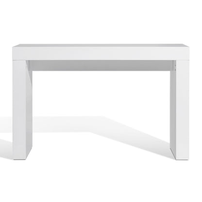 Libi 47 Inch Console Table, Minimalist Rectangular Top, Lacquered White