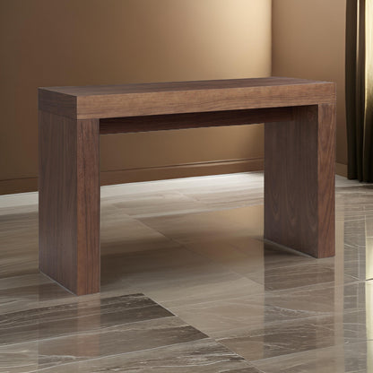 Libi 47 Inch Console Table, Minimalist Rectangular Top, Lacquered Brown