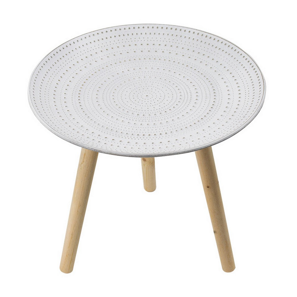 12, 16, 18 Inch Side Tables Set of 3, White Finished Pattern MDF Top, Brown