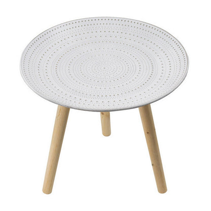 12, 16, 18 Inch Side Tables Set of 3, White Finished Pattern MDF Top, Brown