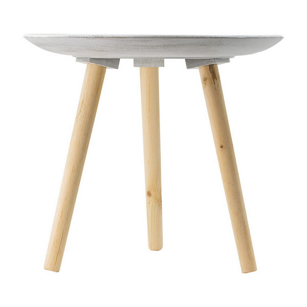 12, 16, 18 Inch Side Tables Set of 3, White Finished Pattern MDF Top, Brown