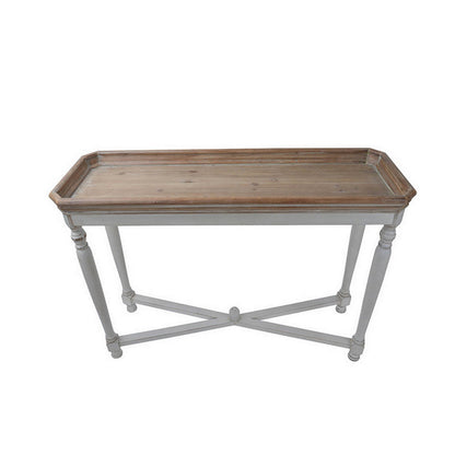 42 Inch Sofa Table, Narrow Design, Fir Wood, MDF, Brown, Antique White