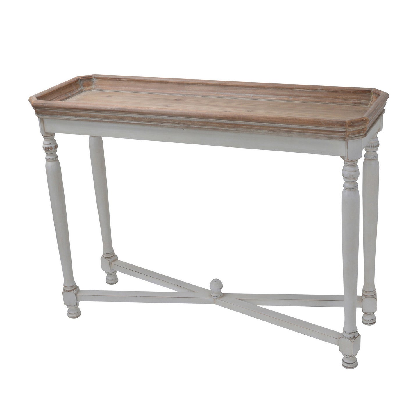 42 Inch Sofa Table, Narrow Design, Fir Wood, MDF, Brown, Antique White