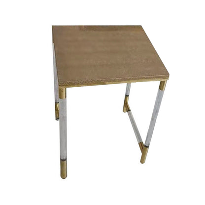 Set of 3 Nesting Side End Tables, Faux Leather Top, Clear Acrylic Legs