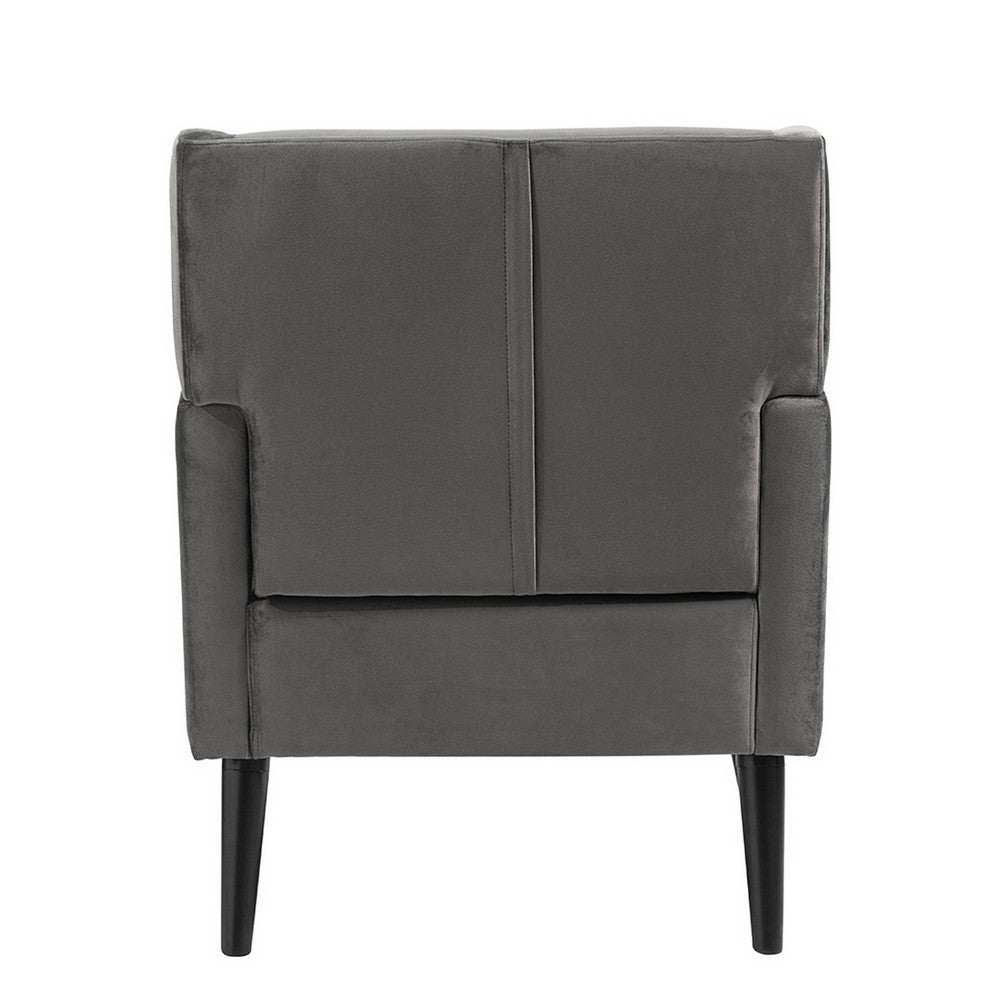 Kine 31 Inch Accent Armchair, Splayed Legs, Wood, Gray Fabric Upholstery