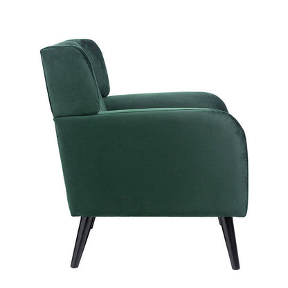 Kine 31 Inch Accent Armchair, Splayed Legs, Wood, Green Fabric Upholstery