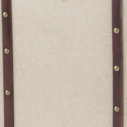 Vina 34 Inch Accent Storage Trunk Set of 2, Faux Leather, Cream Wood, Brown