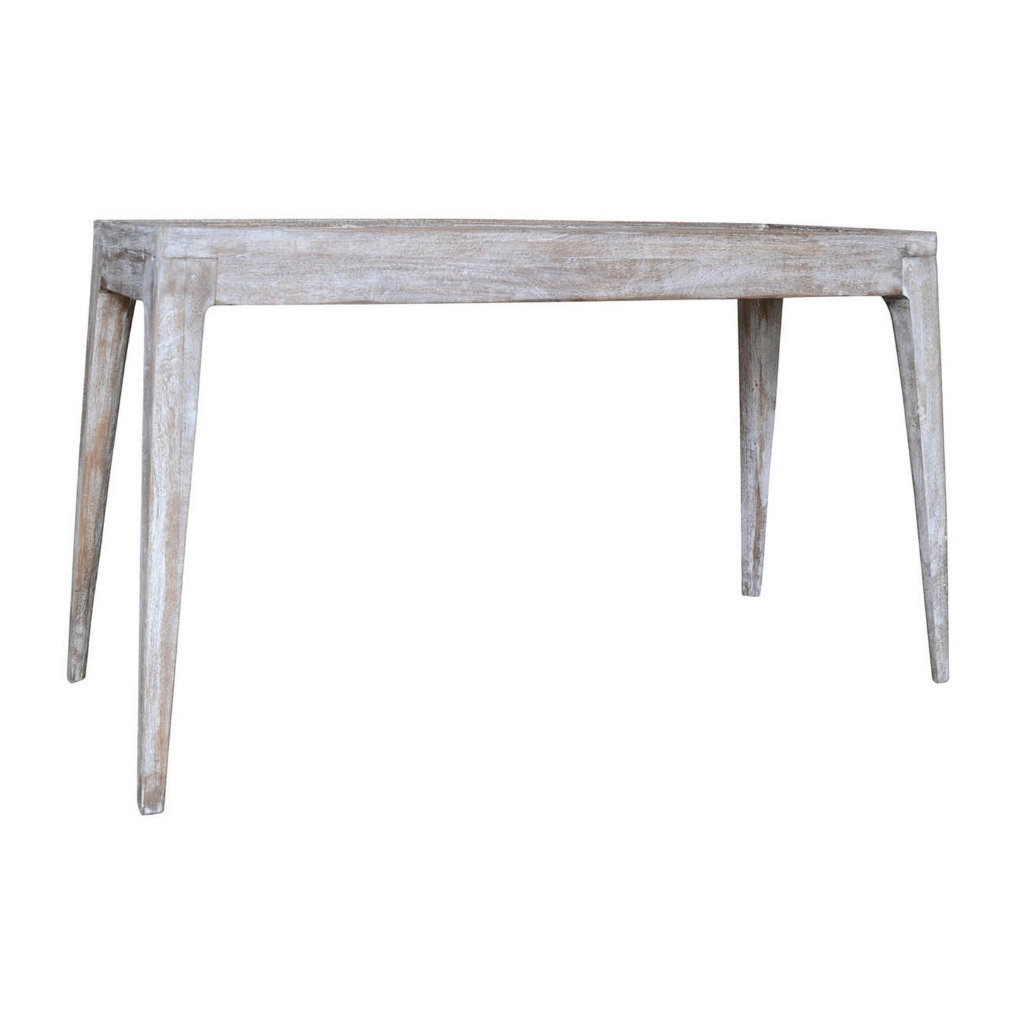 50 Inch Console Sofa Table, Cottage Inspired, Mango Wood, Distressed White