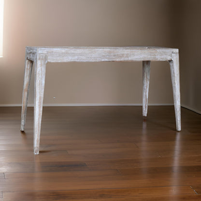50 Inch Console Sofa Table, Cottage Inspired, Mango Wood, Distressed White