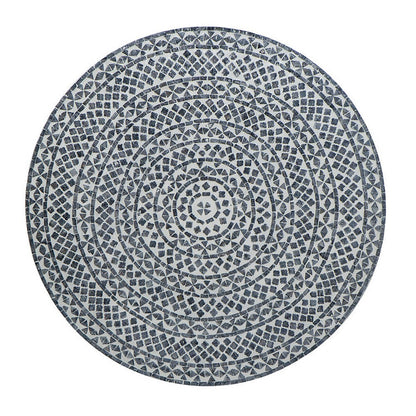 Piki 35 Inch Coffee Table, Mughal Capiz Inlaid Pattern, Gray, Gold