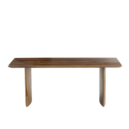 Dice 47 Inch Coffee Table, Rectangular Top, Dual Base, Brown Sheesham Wood