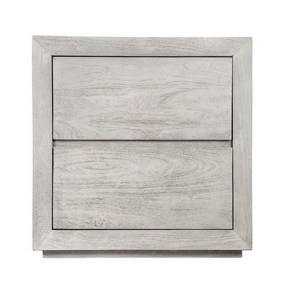 Romo 24 Inch Nightstand with 2 Drawers, Square, Natural Cream Acacia Wood