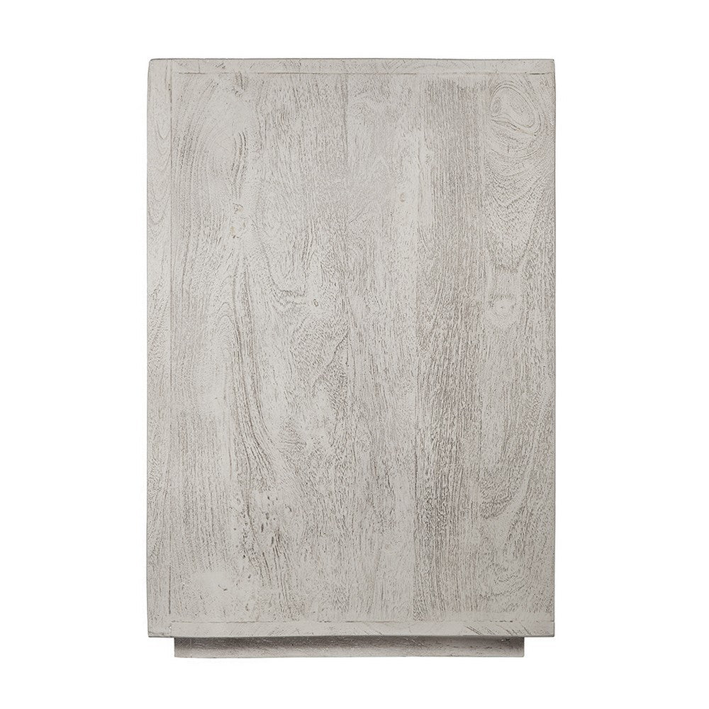 Romo 24 Inch Nightstand with 2 Drawers, Square, Natural Cream Acacia Wood