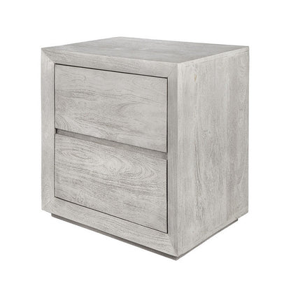 Romo 24 Inch Nightstand with 2 Drawers, Square, Natural Cream Acacia Wood