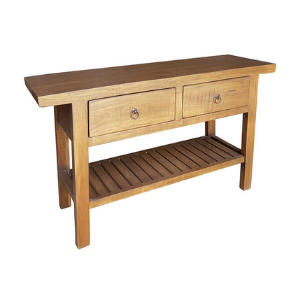 47 Inch Console Table, 2 Drawers, Rectangular, Bottom Shelf, Wood, Brown