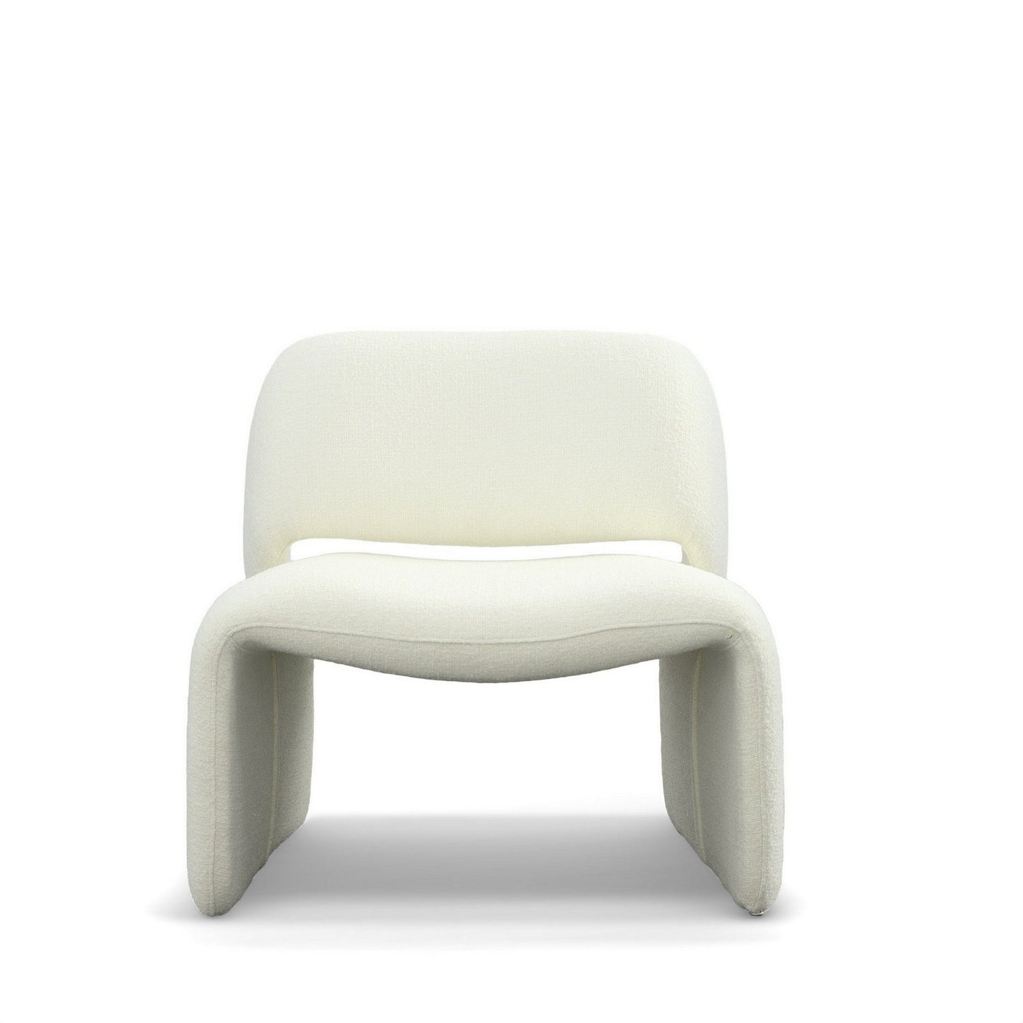 33 Inch Accent Chair, Gold Buttons, Winged Back, Off White Upholstery