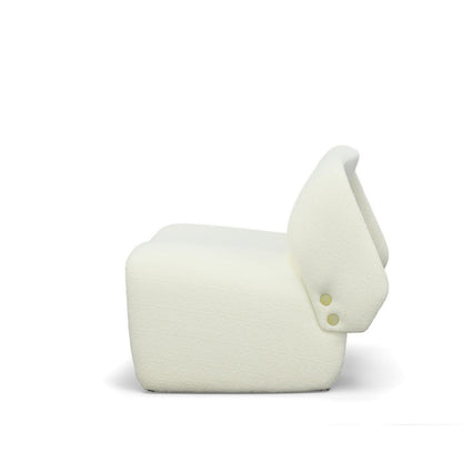 33 Inch Accent Chair, Gold Buttons, Winged Back, Off White Upholstery