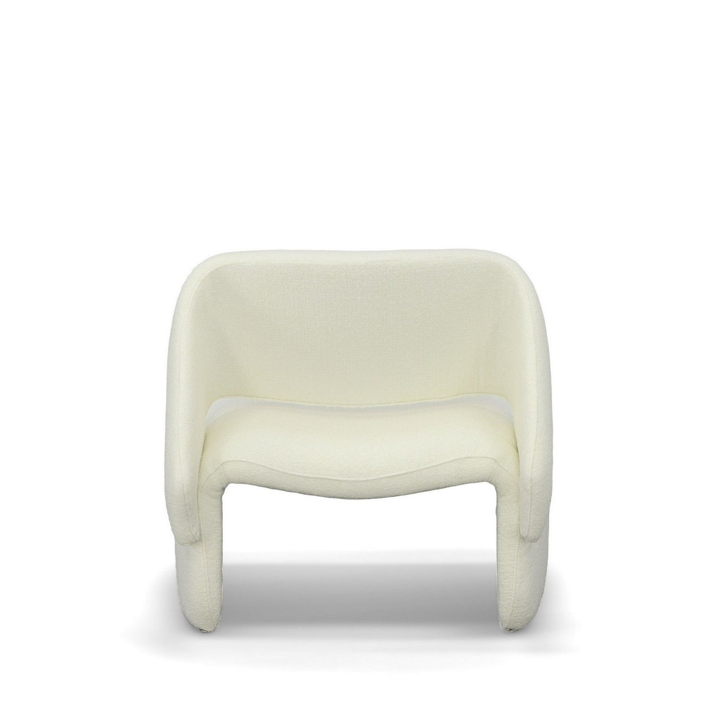 33 Inch Accent Chair, Gold Buttons, Winged Back, Off White Upholstery