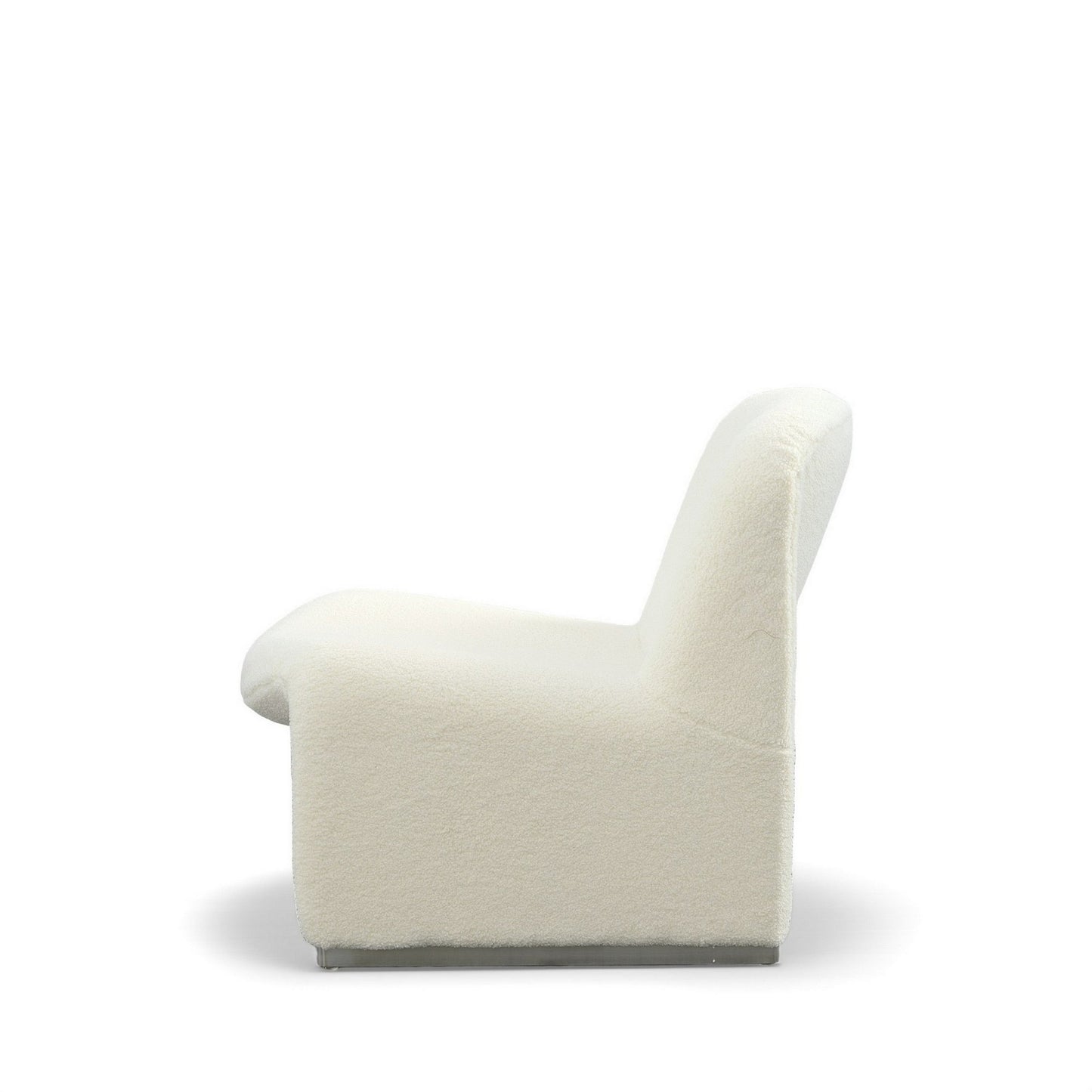 32 Inch Accent Chair, Curved Sloped Back, Off White Fabric Upholstery