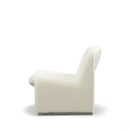 32 Inch Accent Chair, Curved Sloped Back, Off White Fabric Upholstery
