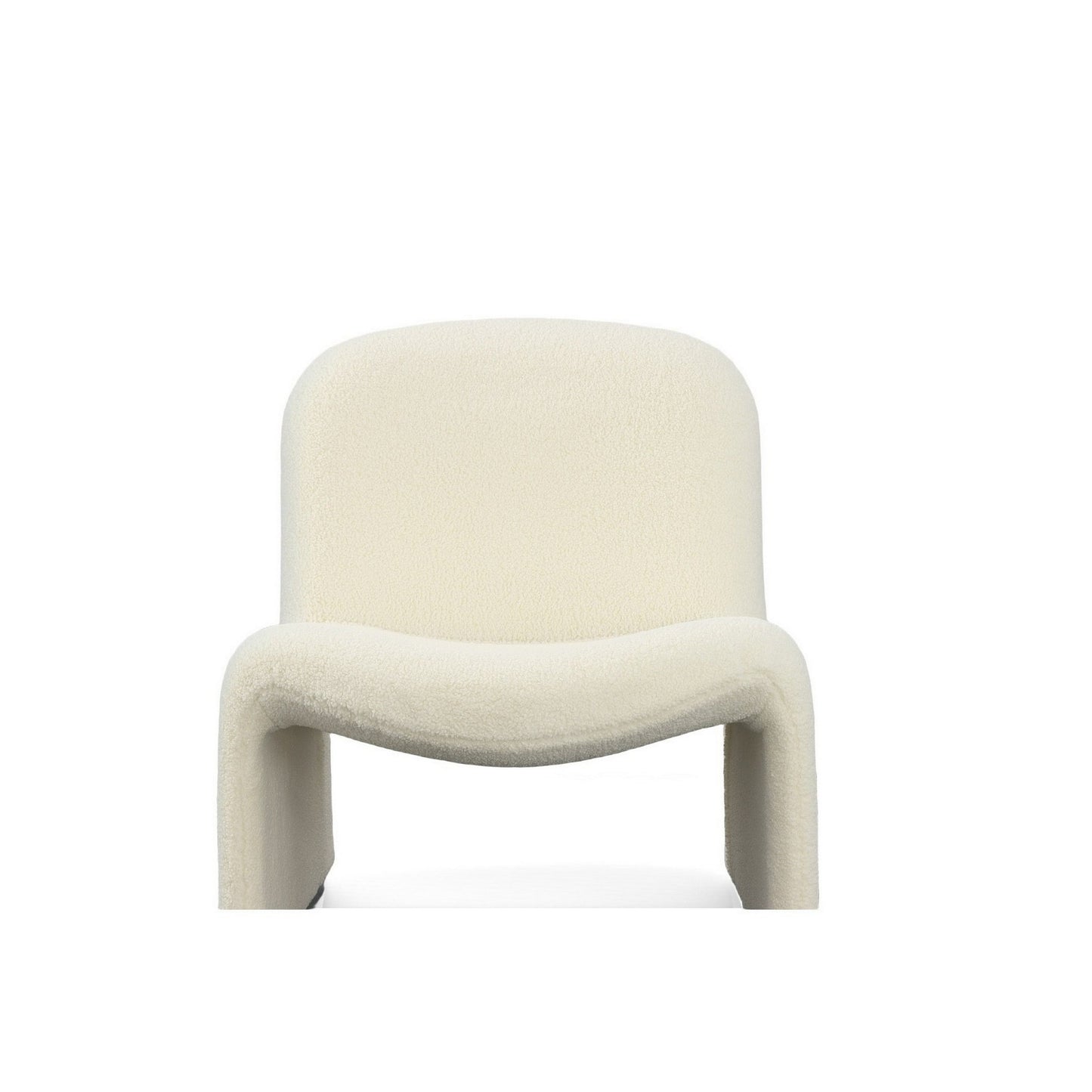32 Inch Accent Chair, Curved Sloped Back, Off White Fabric Upholstery