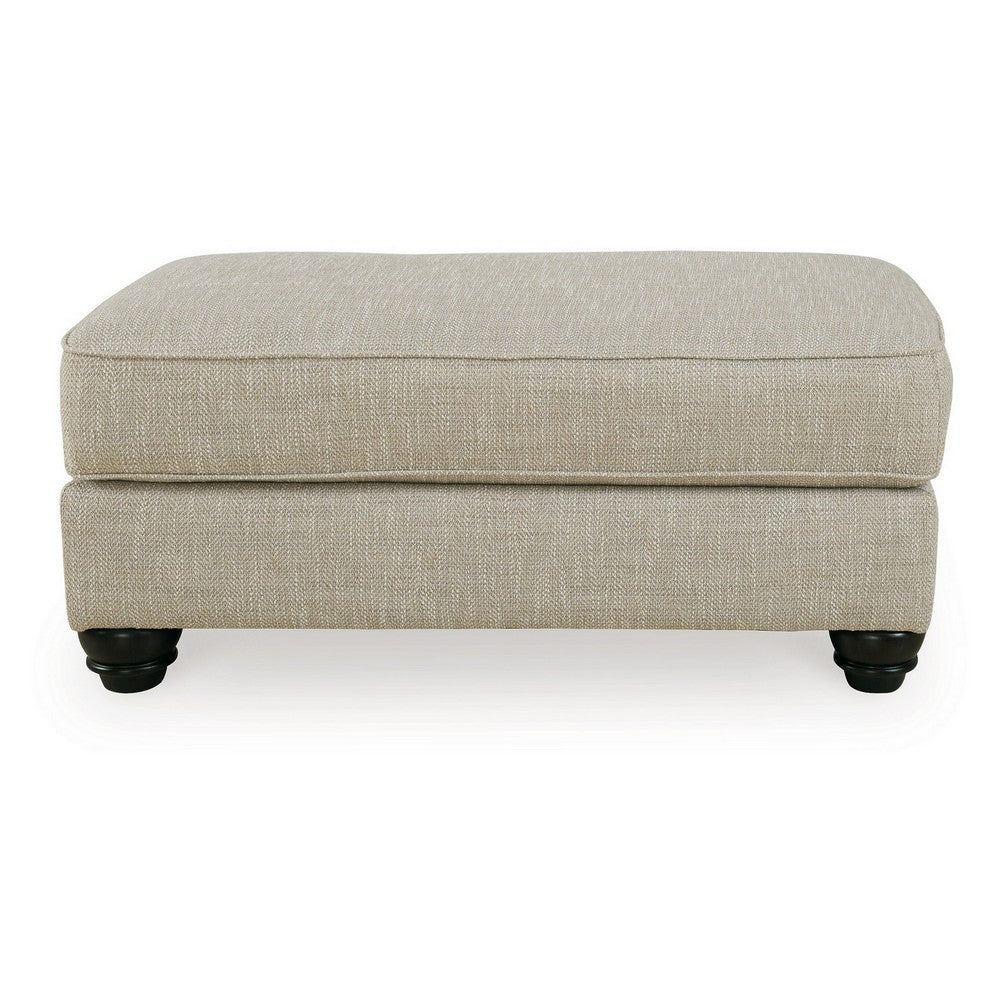 Asen 44 Inch Ottoman with Plush Cushion in Beige Polyester Upholstery