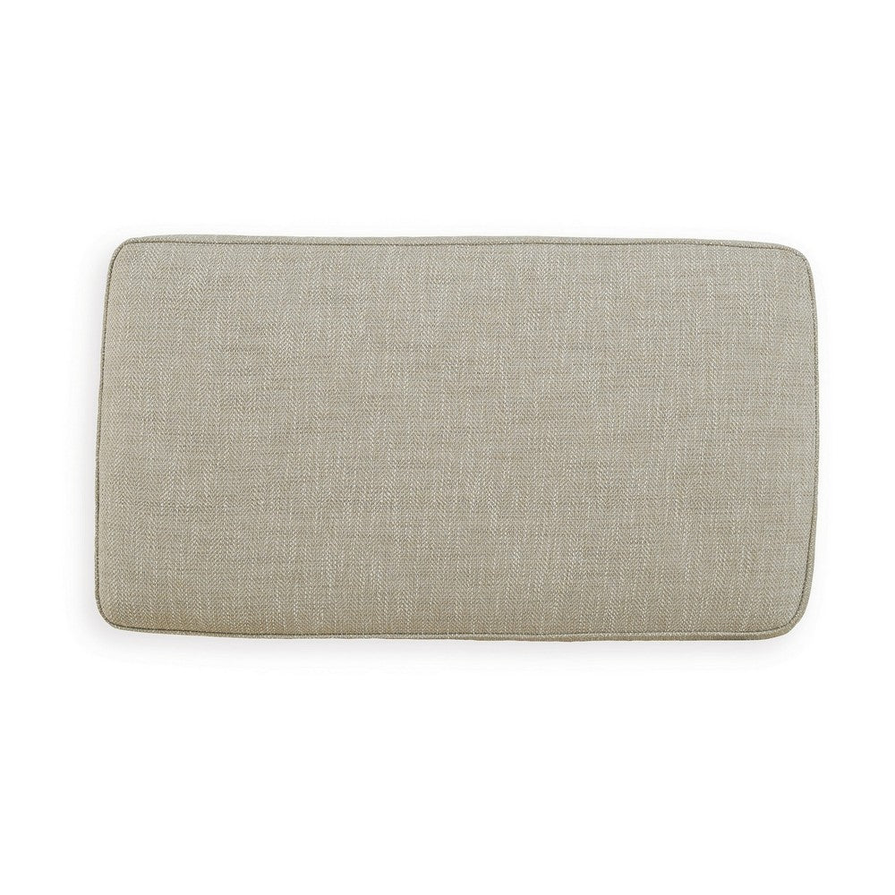 Asen 44 Inch Ottoman with Plush Cushion in Beige Polyester Upholstery