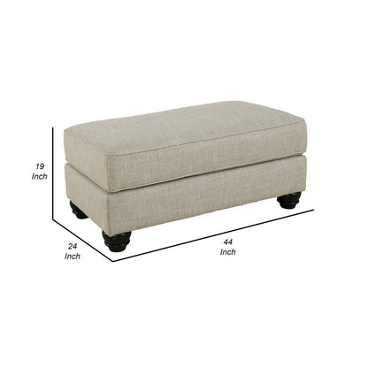 Asen 44 Inch Ottoman with Plush Cushion in Beige Polyester Upholstery