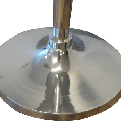 42 Inch Bar Drink Table, Round Top, Slender Turned Support, Chrome Metal