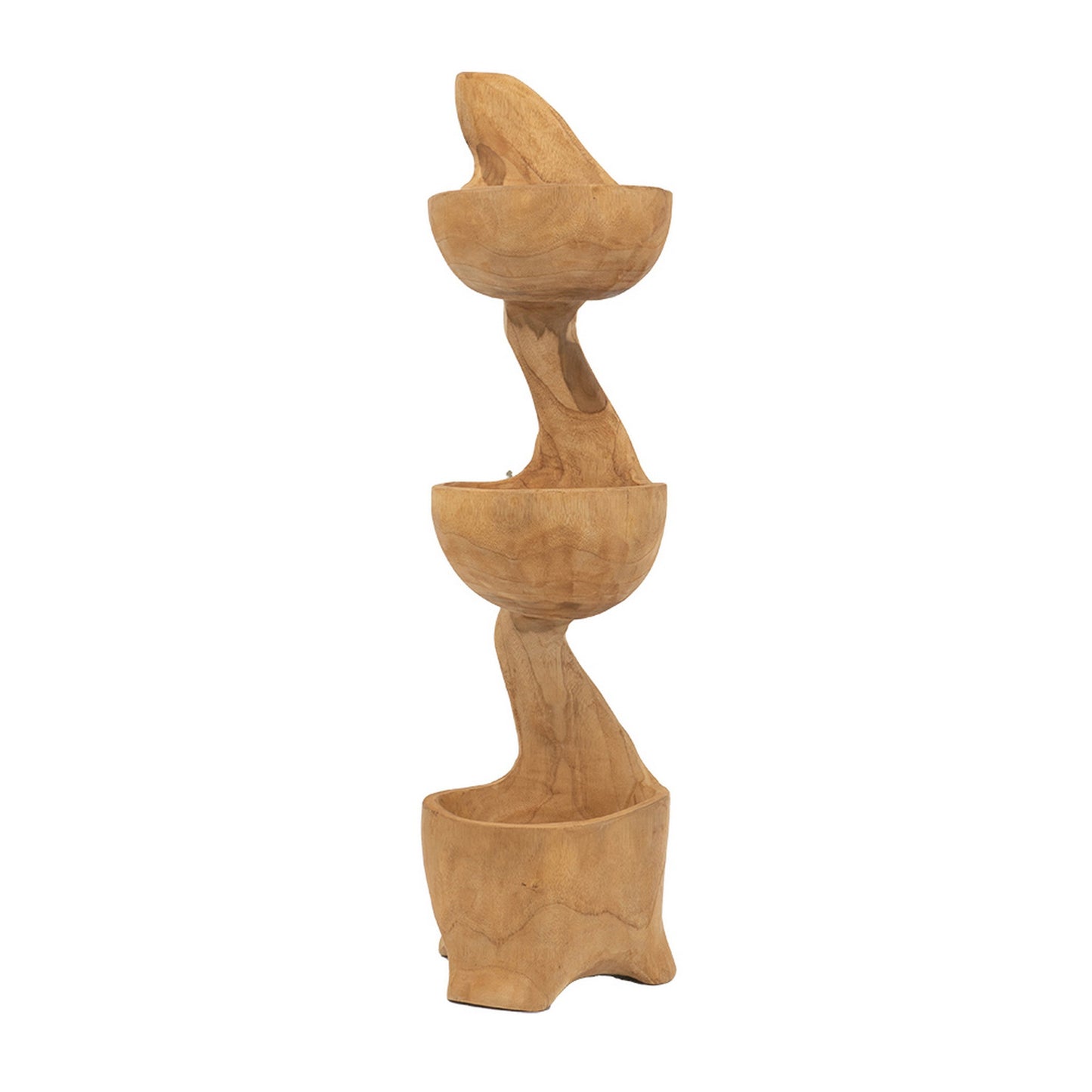 Jion 28 Inch Display Shelves, 3 Tiers, Unique Accent in Teak Wood, Brown