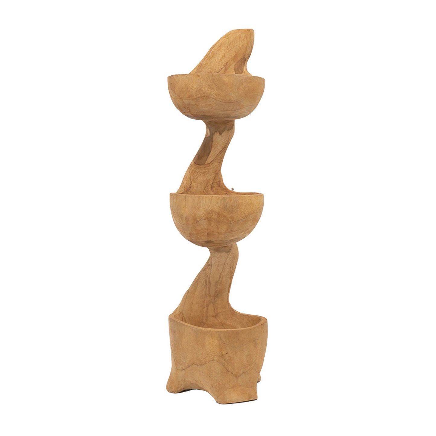 Jion 28 Inch Display Shelves, 3 Tiers, Unique Accent in Teak Wood, Brown