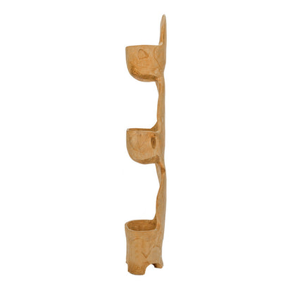 Jion 49 Inch Display Rack, 3 Tiers, Unique Accent Design, Teak Wood, Brown