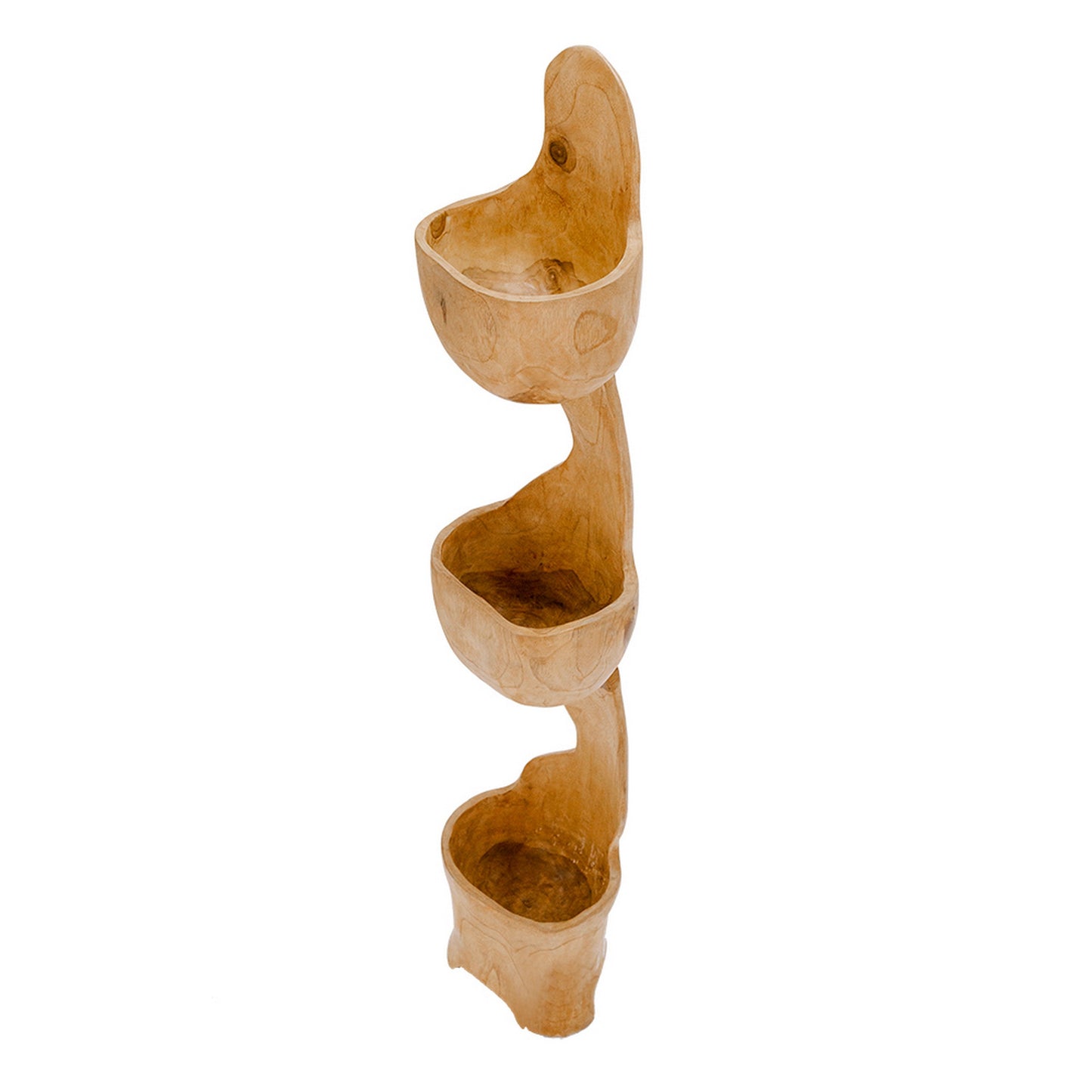 Jion 49 Inch Display Rack, 3 Tiers, Unique Accent Design, Teak Wood, Brown