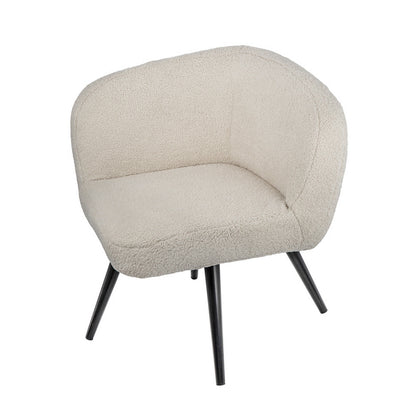 39 Inch Swivel Accent Chair, Soft Cream Fabric Upholstery, Black Iron Legs