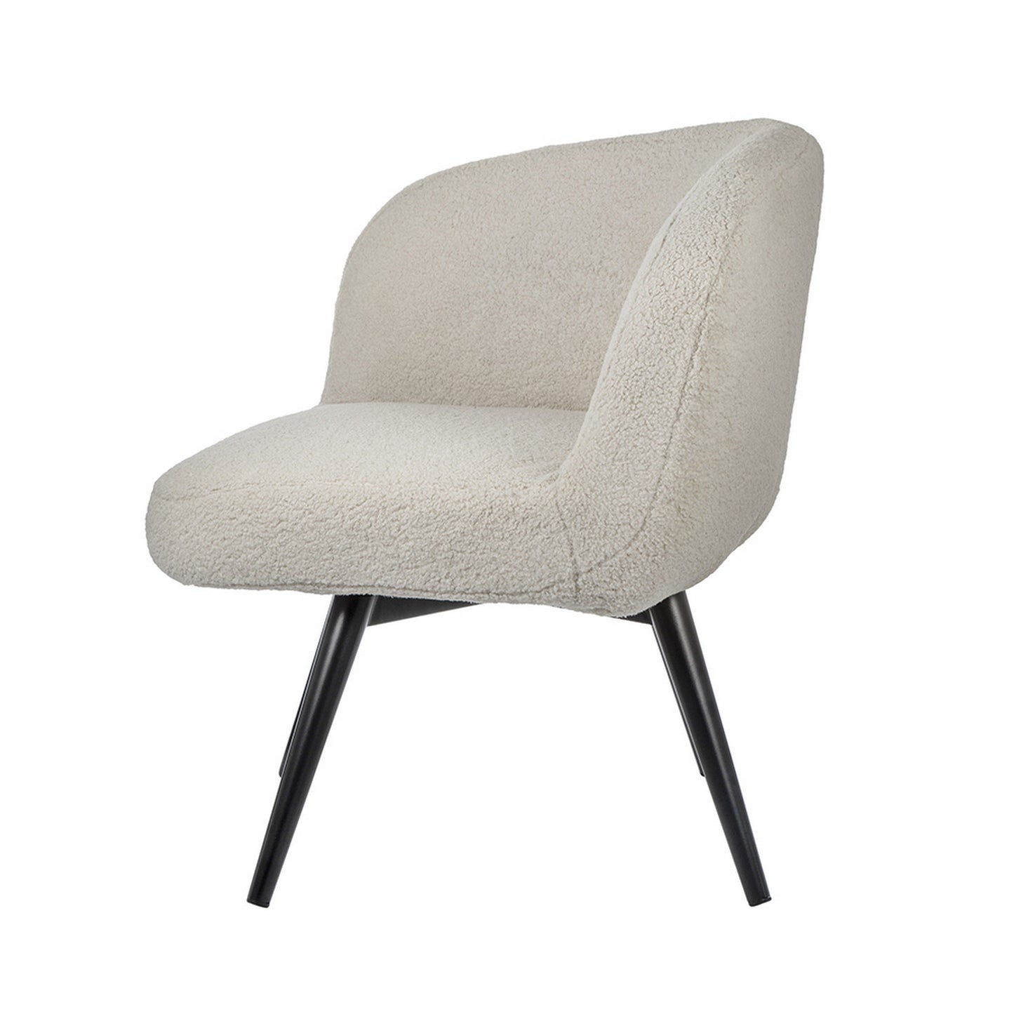39 Inch Swivel Accent Chair, Soft Cream Fabric Upholstery, Black Iron Legs