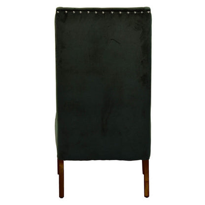 28 Inch Accent Armchair, Wingback Design, Tufted Emerald Green Polyester