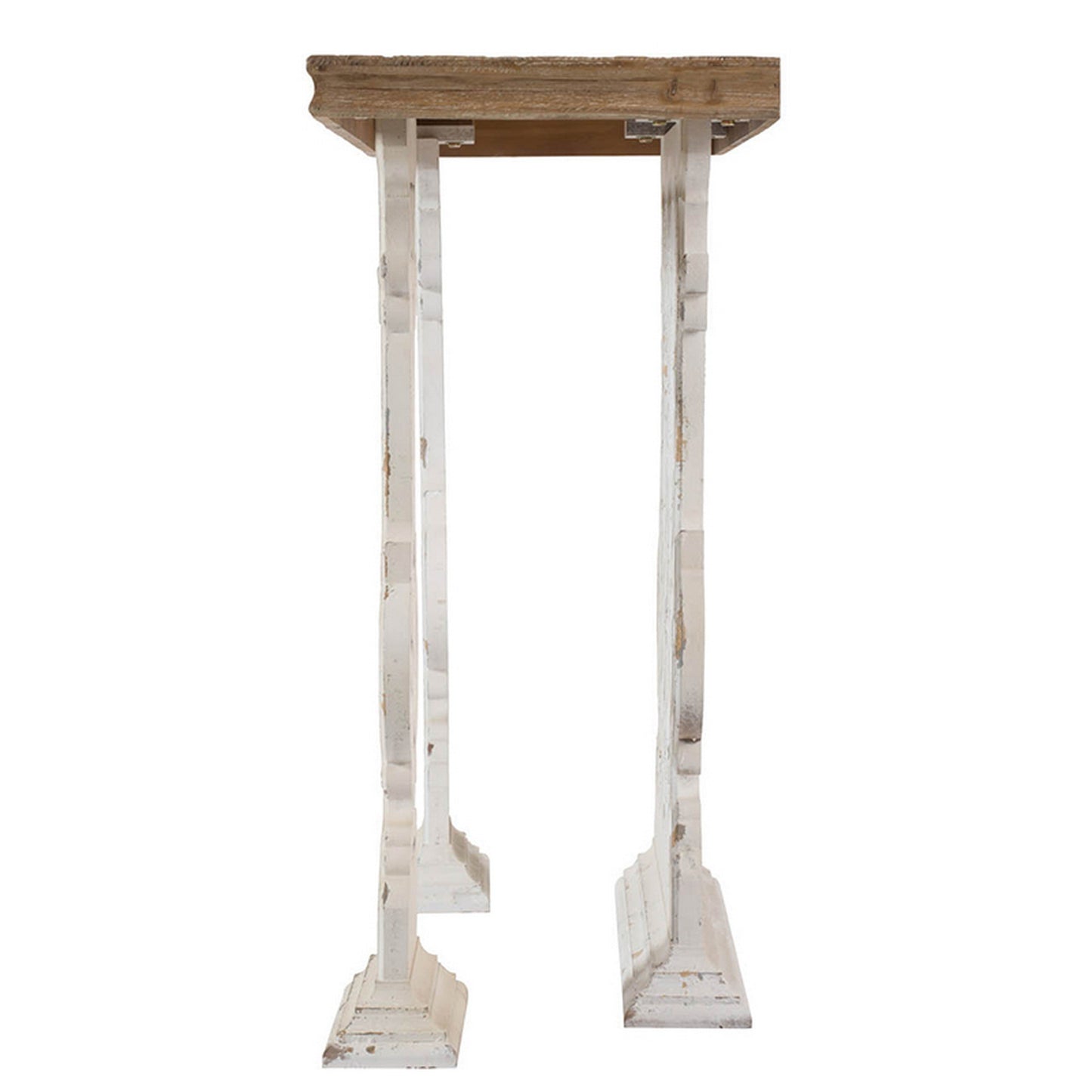 47 Inch Console Sofa Table, Fir Wood Rectangular Top, White Carved Legs